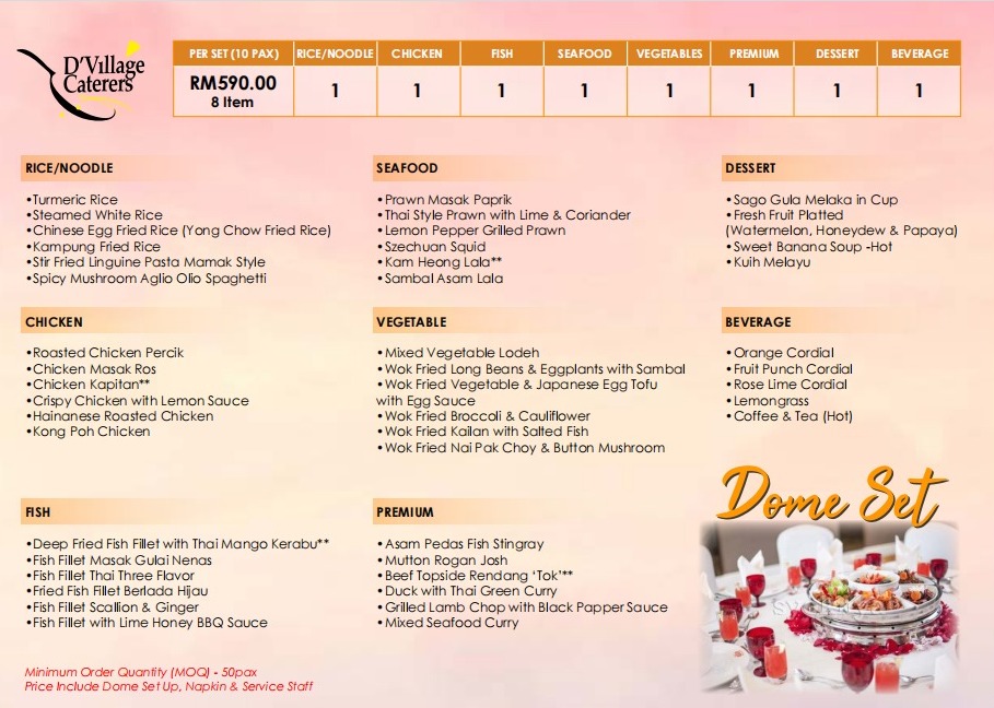 dome set katering perkahwinan kl selangor